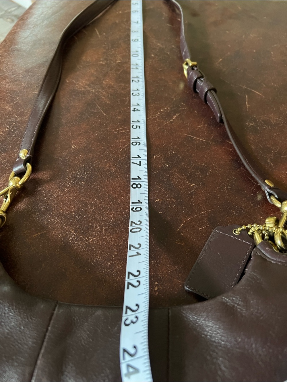 Coach Kristin Leather Flap Shoulder Bag in Deep Plum / Chocolate Burgundy - Picture 16 of 16